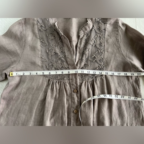 Women’s 100% Linen Romeo Giulia  Lace Button Down Lagen Look Top Made in Italy L - Picture 4 of 6
